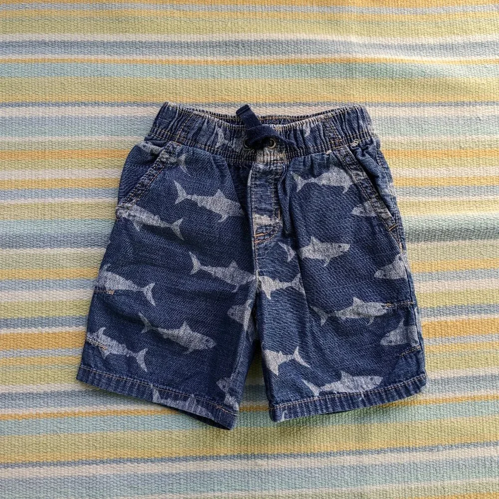 Toddler Gymboree shark print jean pull on shorts 18-24m